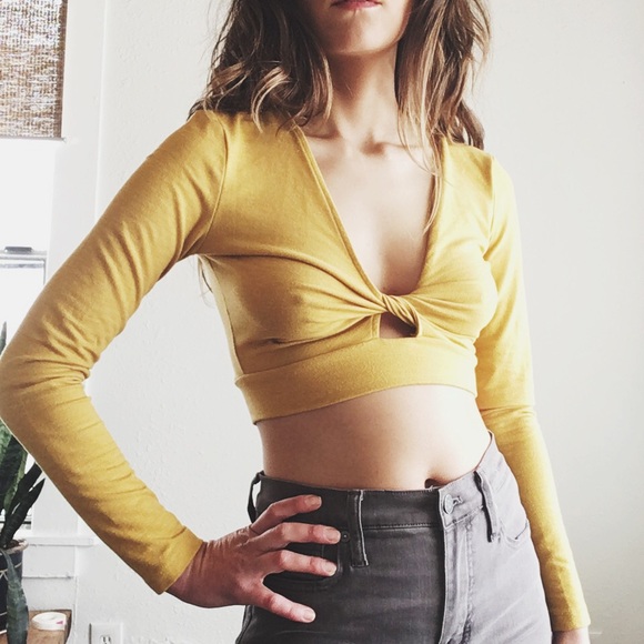 Forever 21 Tops - F21 mustard yellow crop top